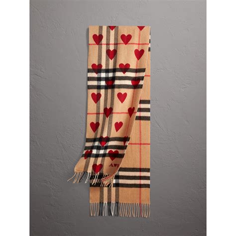 Burberry Nova Check Hearts Limited Edition Cashmere Scarf 